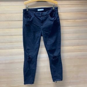 enunina Black Distressed/Ripped Skinny Cropped Jeans Size 11